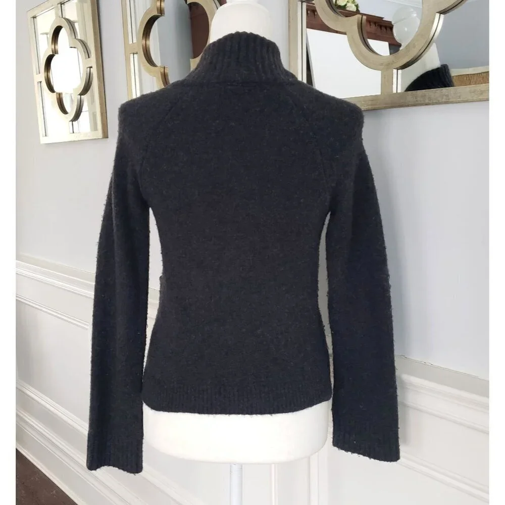 Anthropologie XS Faux Wrap Soft Alpaca Wool Surplice VNeck Collar Grey Sweater